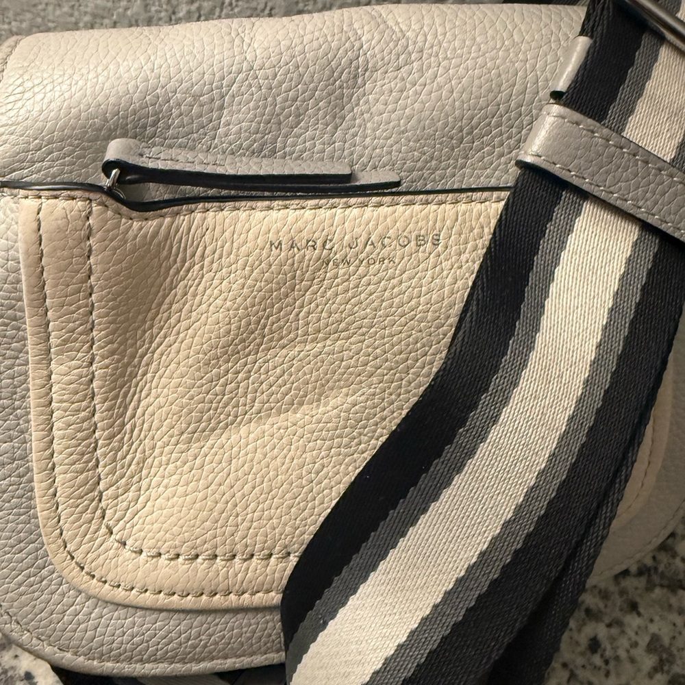 Marc Jacobs Leather Cross body Bag with Striped Strap